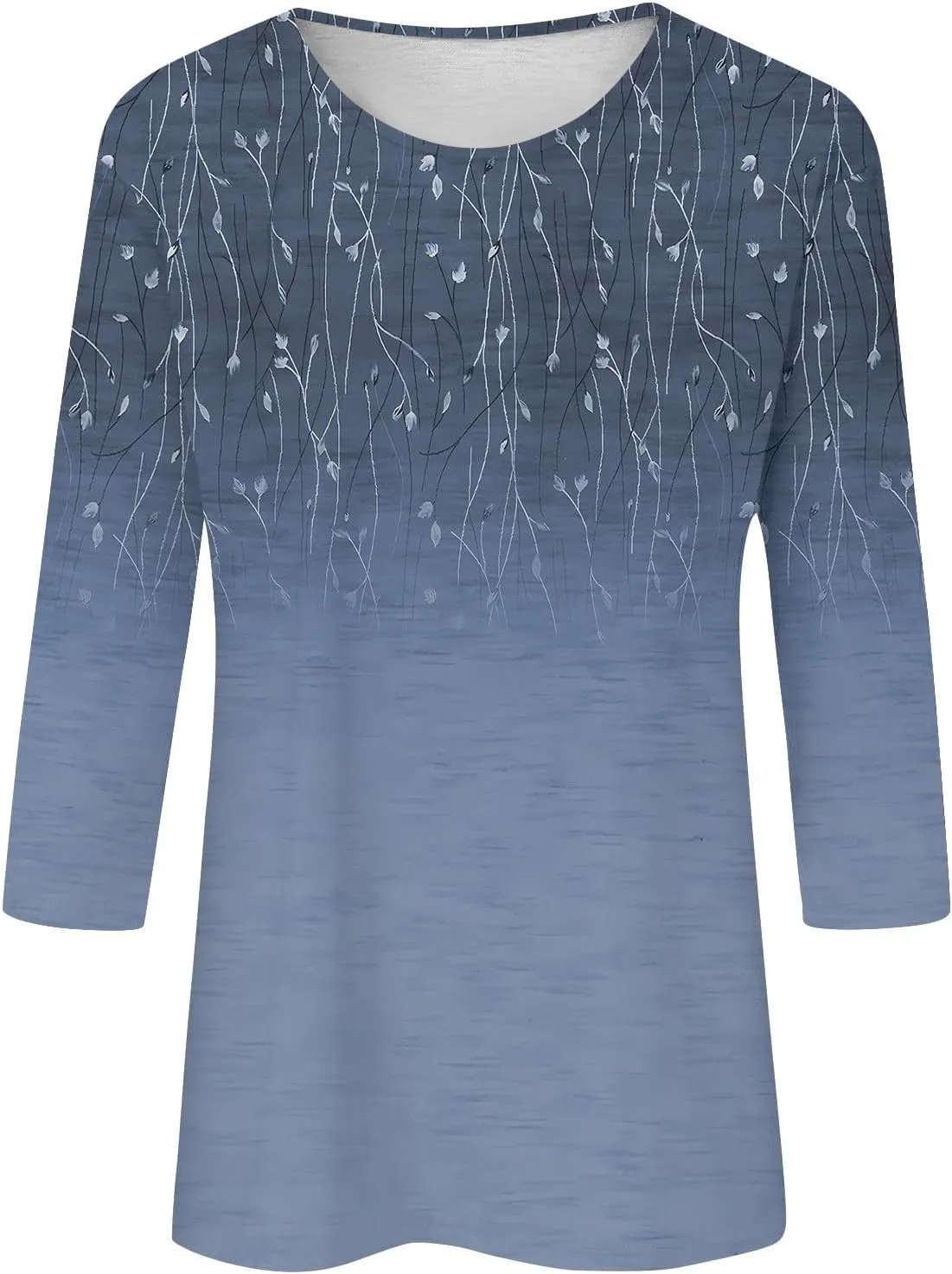 Dressy Tops for Women 2024 Elbow Sleeve T-Shirts Cotton Crew Neck Blouses Floral Print Loose Fit Dressy Summer Tops