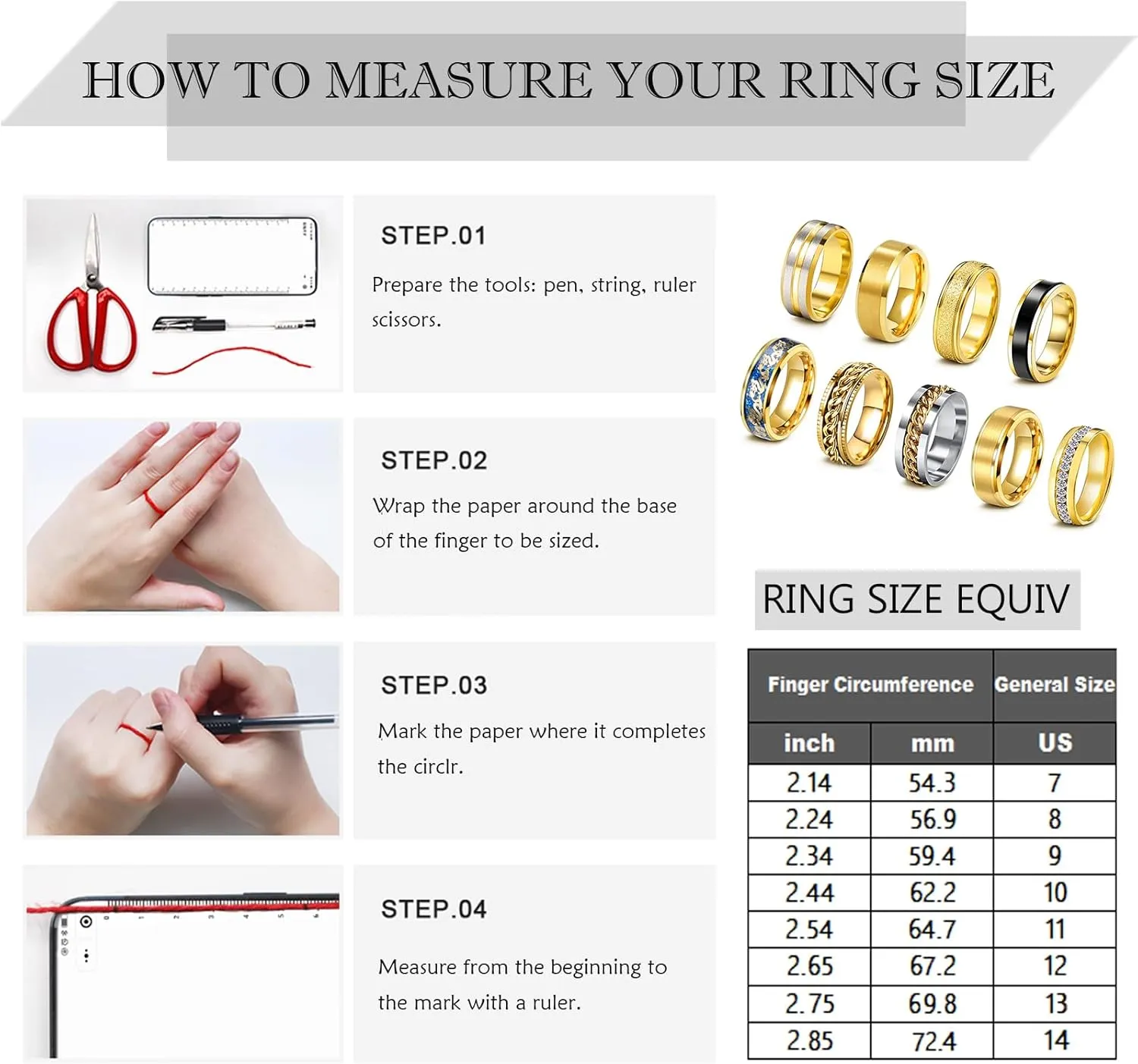EIELO 9Pcs Stainless Steel Band Rings for Men Women Cool Fidget Spinning Chain Ring Anxiety Relief Fashion Simple Wedding Engagement Black Ring Set