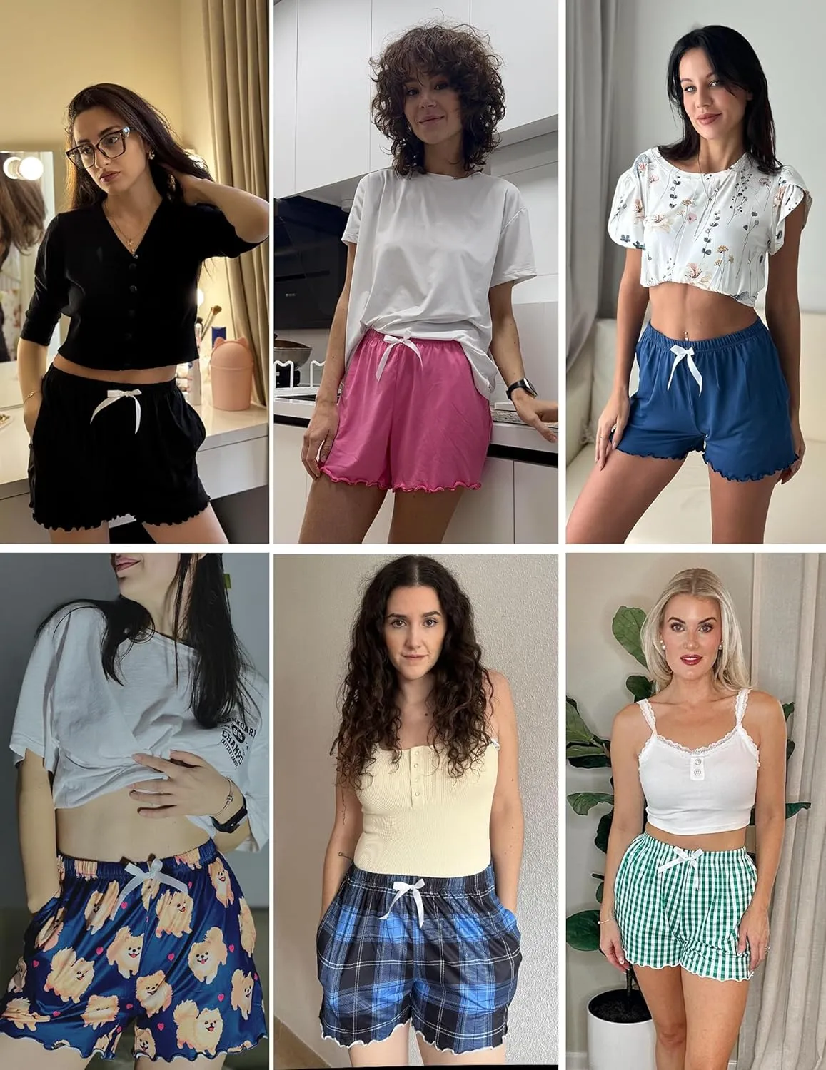 Ekouaer Womens Pajama Shorts Soft Comfy Sleep Shorts Casual Elastic Waist Pj Shorts with Pockets