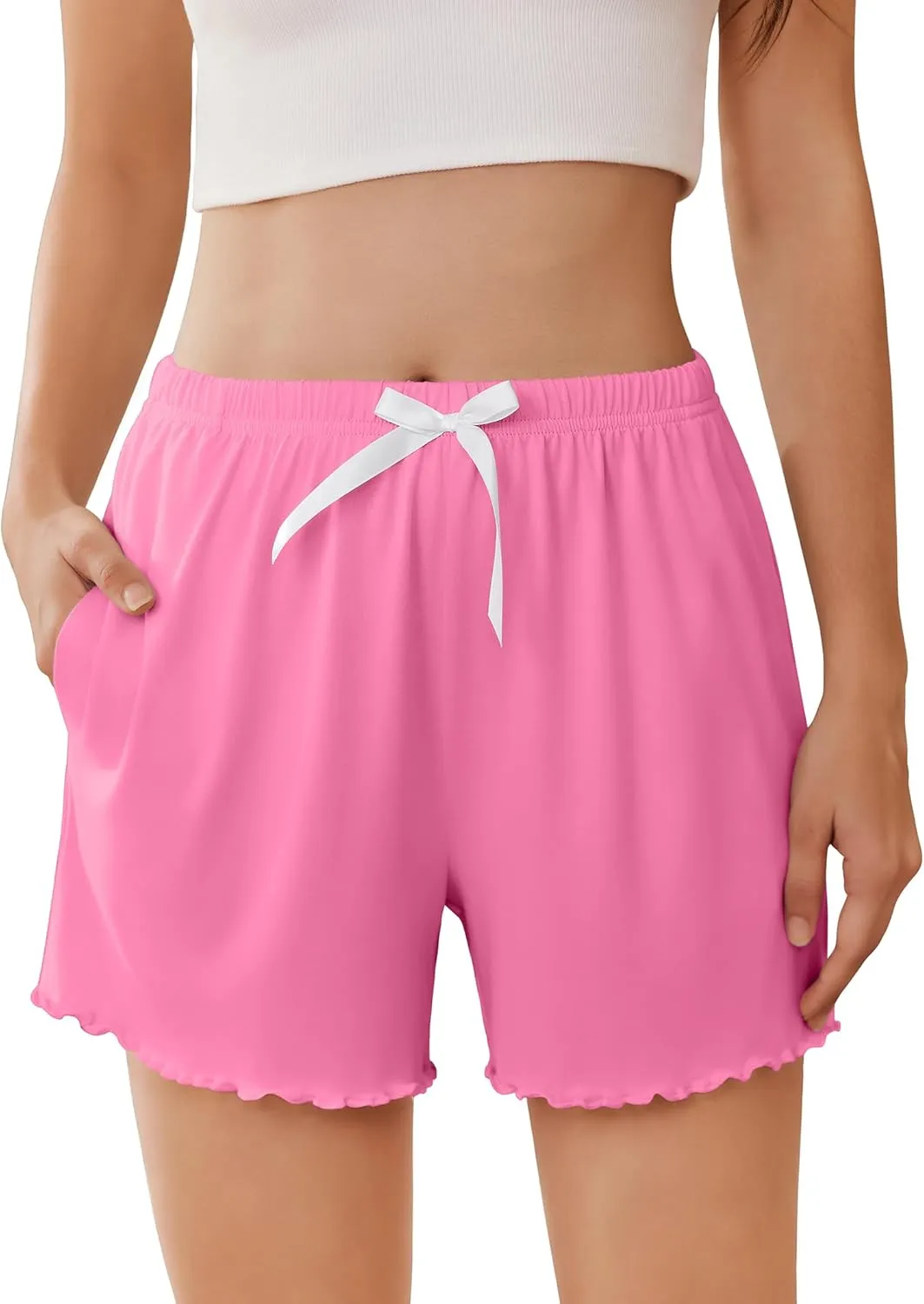 Ekouaer Womens Pajama Shorts Soft Comfy Sleep Shorts Casual Elastic Waist Pj Shorts with Pockets