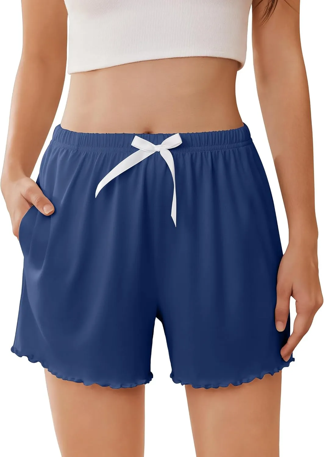 Ekouaer Womens Pajama Shorts Soft Comfy Sleep Shorts Casual Elastic Waist Pj Shorts with Pockets
