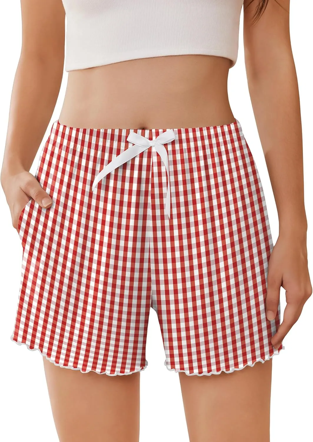 Ekouaer Womens Pajama Shorts Soft Comfy Sleep Shorts Casual Elastic Waist Pj Shorts with Pockets