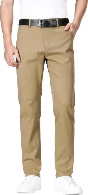 ESSYSHE Mens Slim Fit Flex Waist Chino Pants Stretch Khaki Tapered Pants for Men