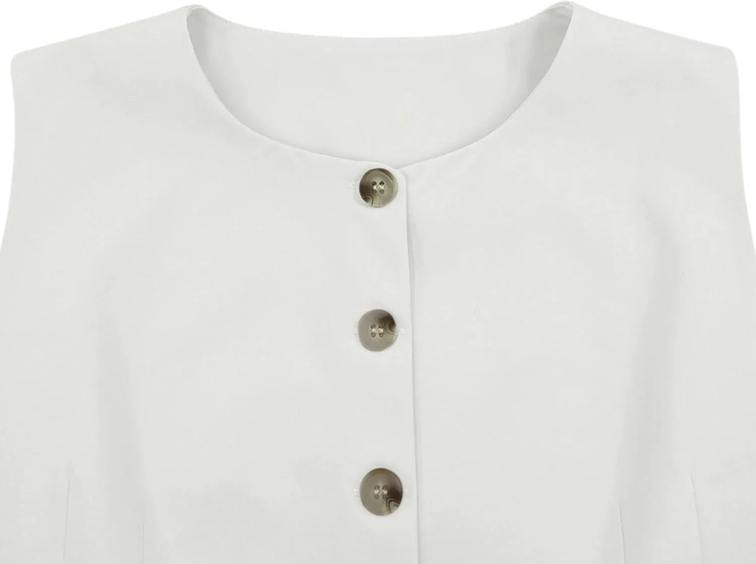 Fallorchid Womens Round neck Suit Vest Sleeveless Button Business Jacket Waistcoat Top
