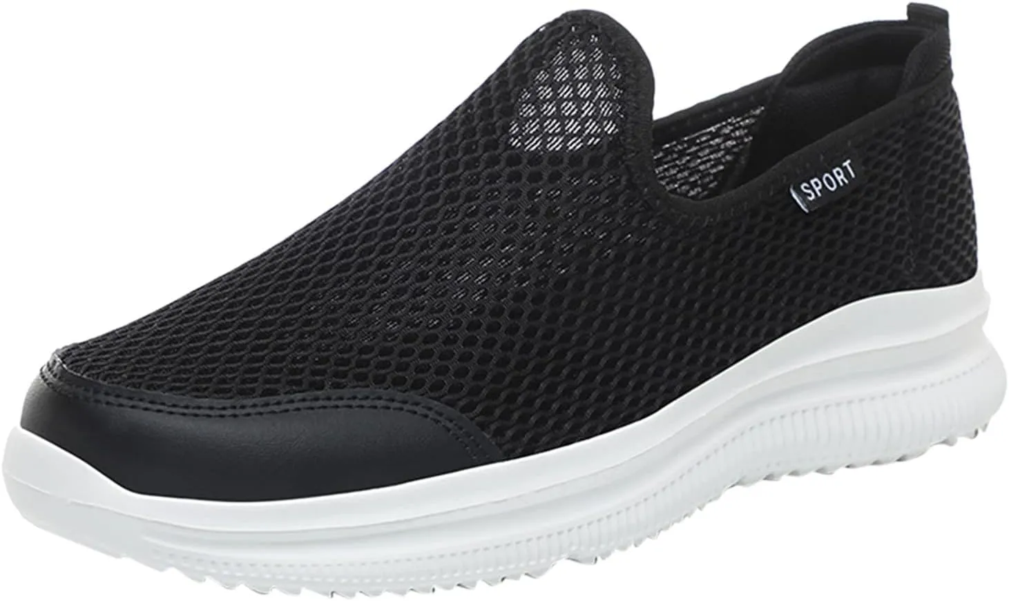 Fashion Summer Men Breathable Mesh Flat Elastic Casual Shoes Mens Sneaker Socks Sneaker (White, 8.5)