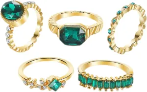 Fashionable Ring Sets for Women 5pcs Stackable Rings Vintage Jewelry Collection