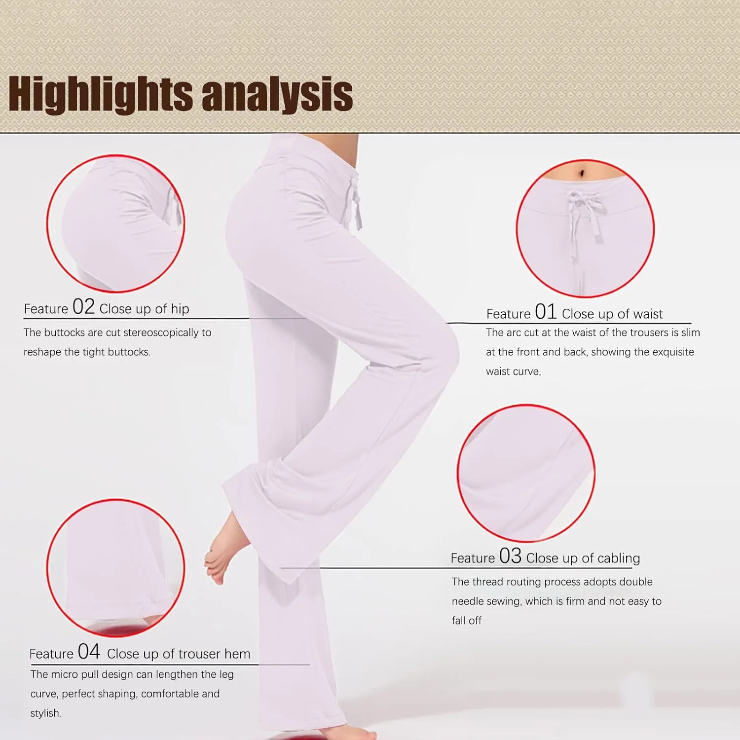 Flare Yoga Pants for Women Casual High Waist Drawstring Workout Bootcut Leggings Tummy Control Trousers for Running
