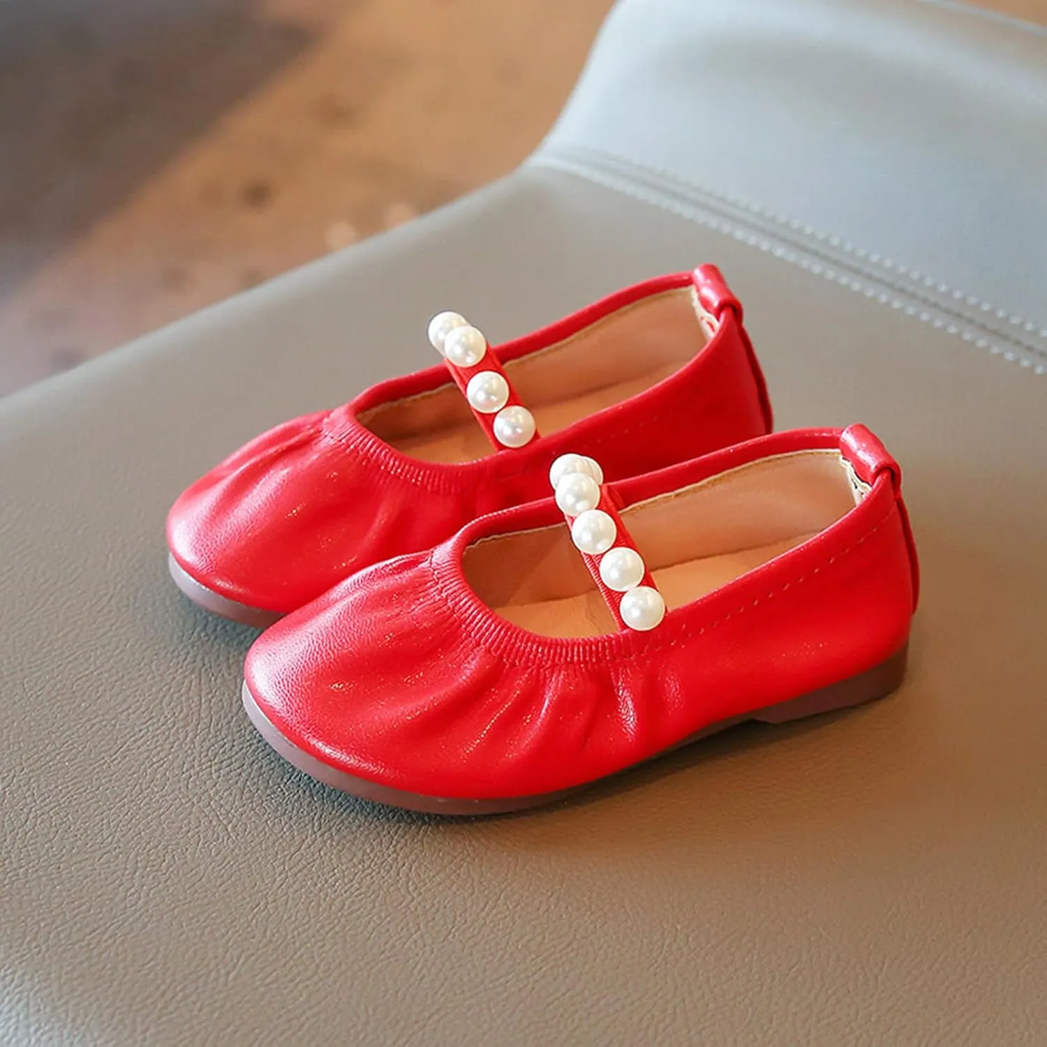 Flattering Toddler Little Girl Dress Shoes Girl Flats Party School Wedding Princess Shoes Pull on Orthotic Shoes