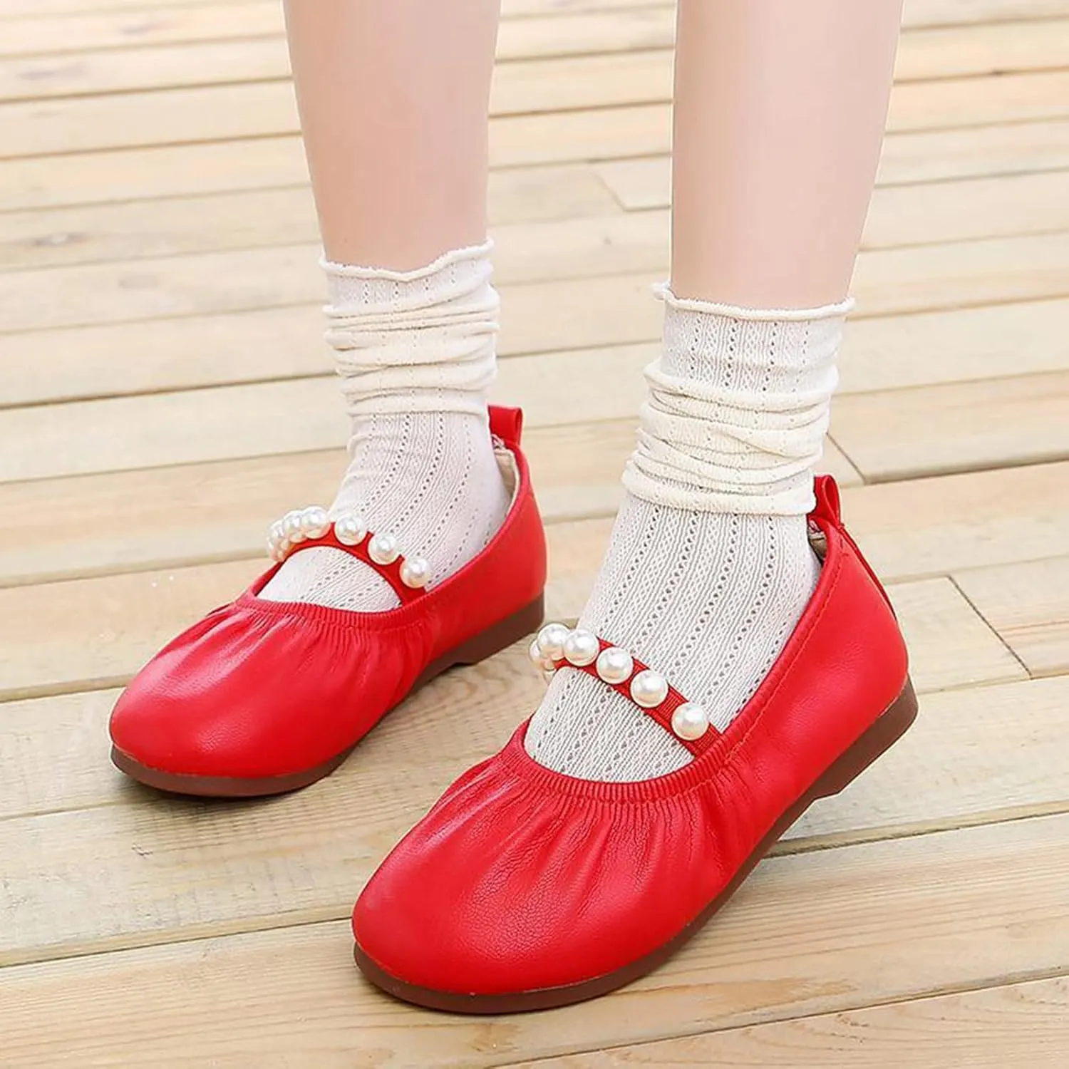 Flattering Toddler Little Girl Dress Shoes Girl Flats Party School Wedding Princess Shoes Pull on Orthotic Shoes