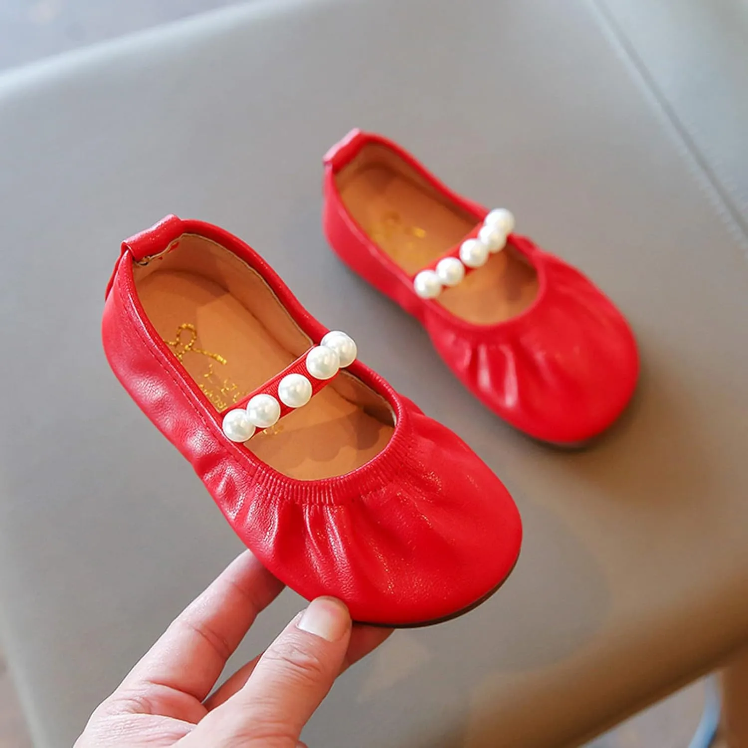 Flattering Toddler Little Girl Dress Shoes Girl Flats Party School Wedding Princess Shoes Pull on Orthotic Shoes