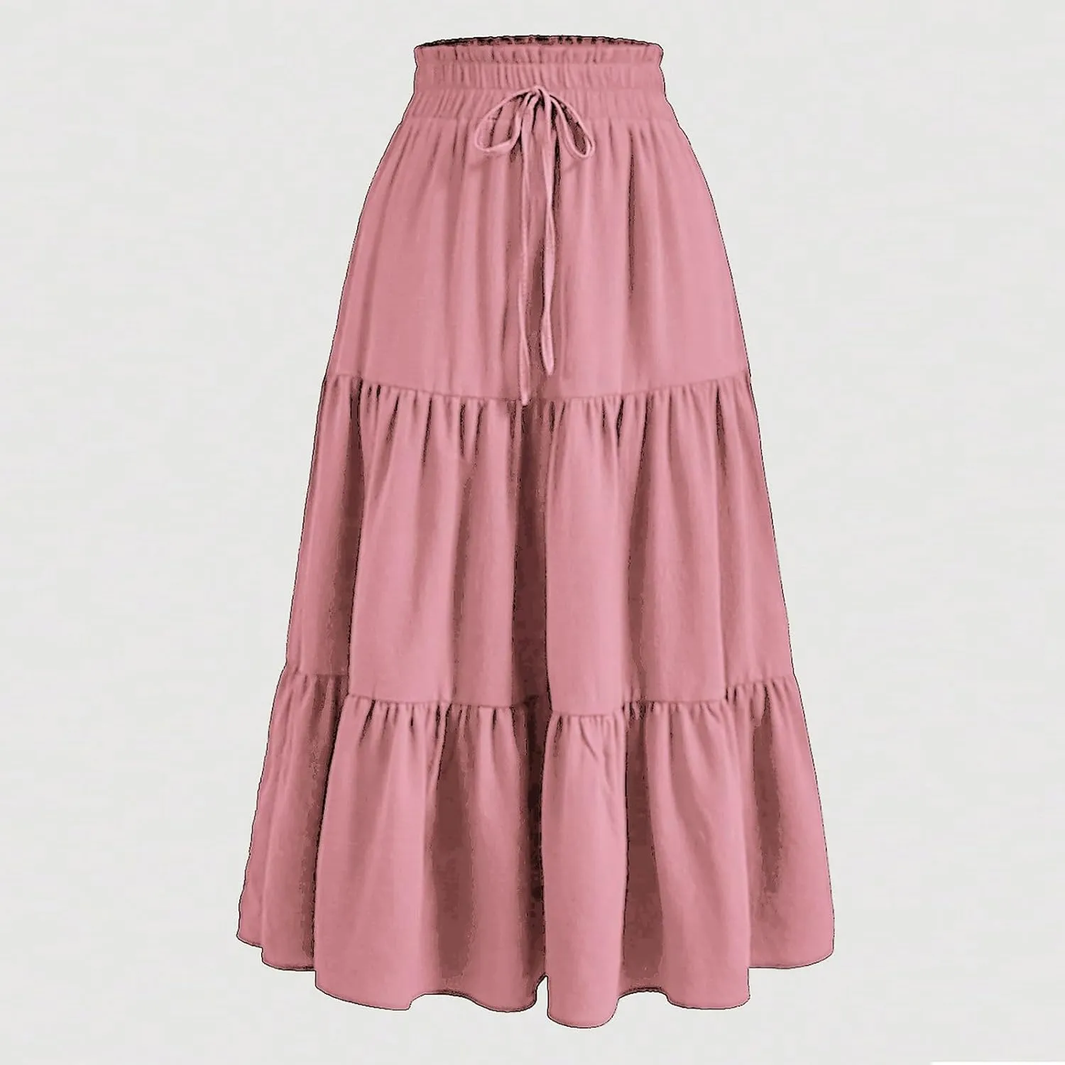 Floral Maxi Skirts for Women Ditsy Floral Tiered Flowy Long Skirt Boho Drawstring High Waisted Aline Ruffle Skirt