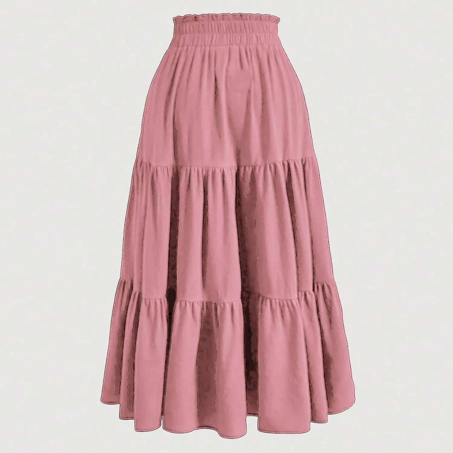 Floral Maxi Skirts for Women Ditsy Floral Tiered Flowy Long Skirt Boho Drawstring High Waisted Aline Ruffle Skirt