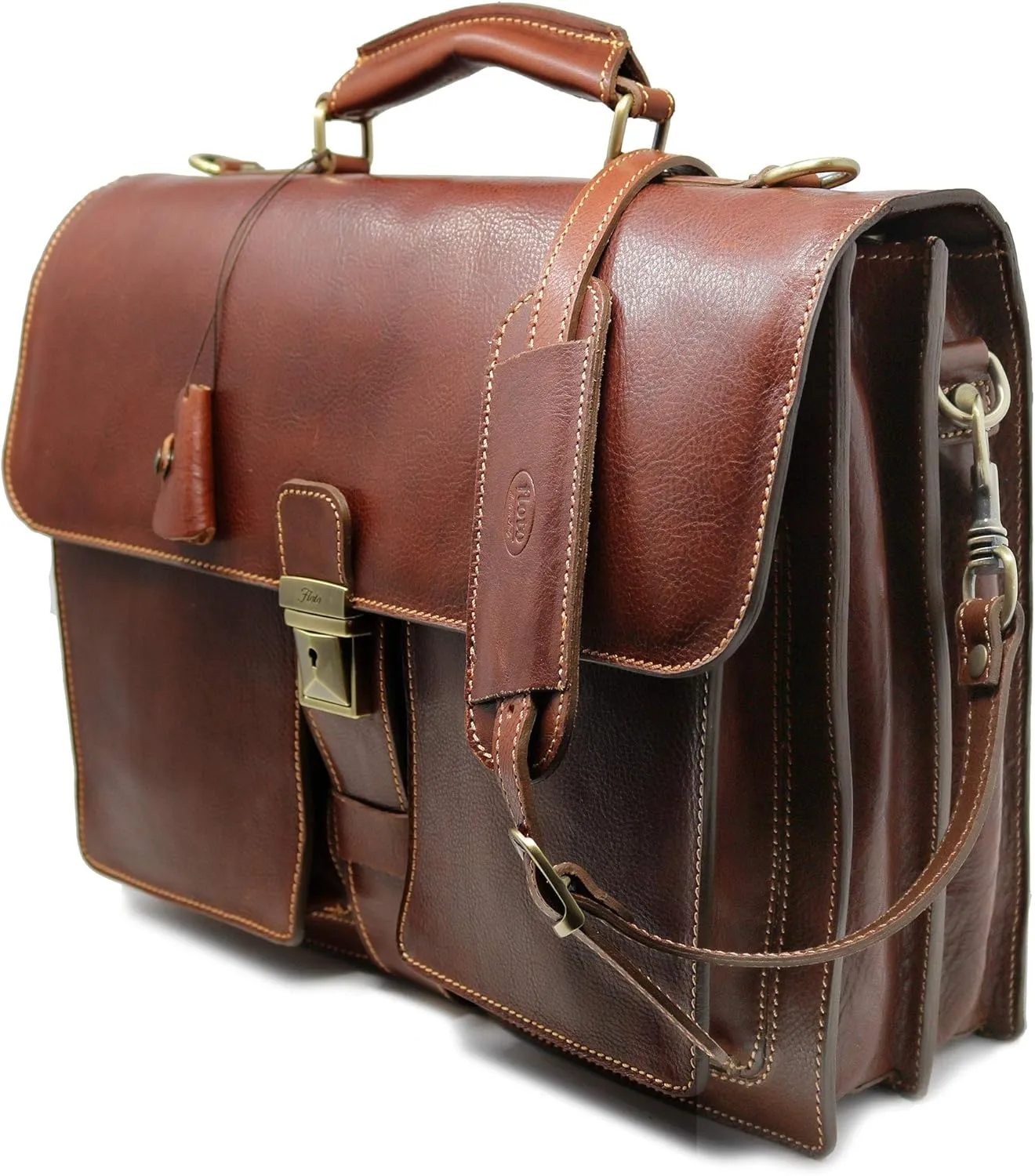 Floto Novella Leather Briefcase  Italian Handmade Briefcase for Men & Women