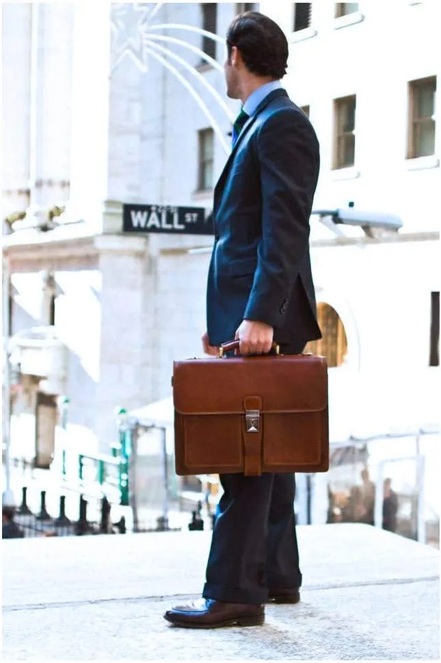 Floto Novella Leather Briefcase  Italian Handmade Briefcase for Men & Women