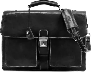Floto Novella Leather Briefcase  Italian Handmade Briefcase for Men & Women