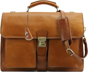 Floto Novella Leather Briefcase  Italian Handmade Briefcase for Men & Women