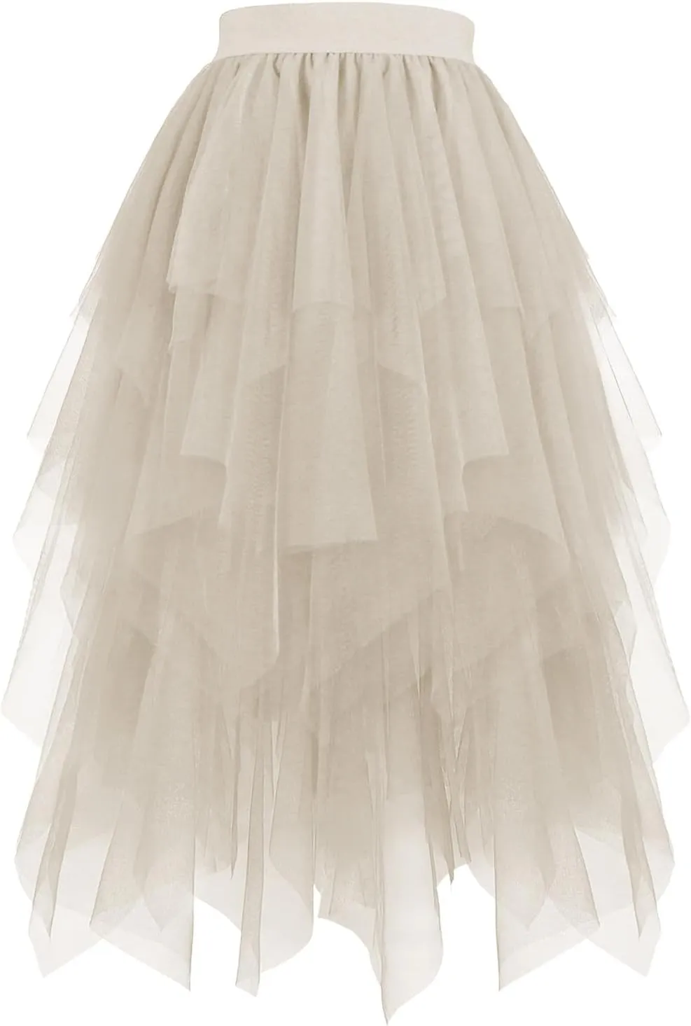 Flowy Skirts for Women Midi Mesh Tutu High Waisted A Line Dance Skirts Puffy Tulle Fairy Skirts Elegant Party Skirts