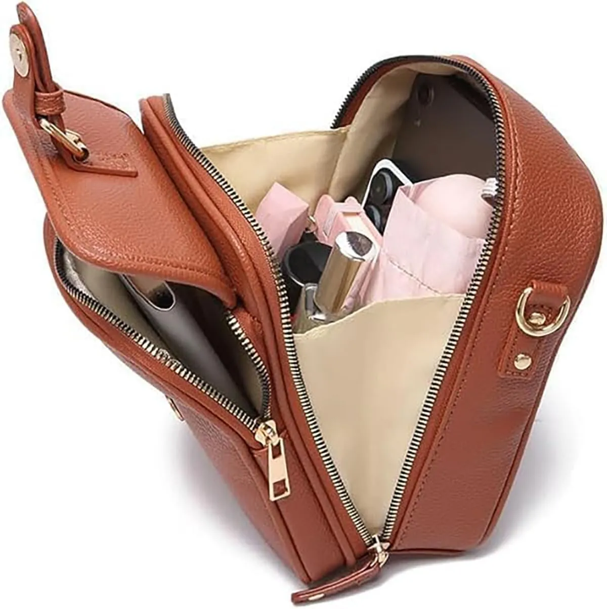 Forcipower Crossbody Leather Bag, Collaboraten1 Crossbody Leather Bag, Large Capacity, Shoulder Bags for Women Travel