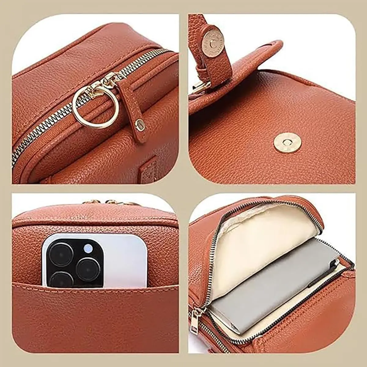 Forcipower Crossbody Leather Bag, Collaboraten1 Crossbody Leather Bag, Large Capacity, Shoulder Bags for Women Travel