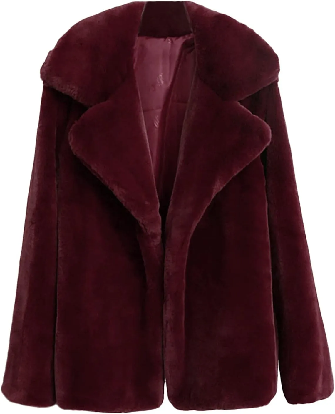 Fuzzy Fleece Jacket for Women Sherpa Lined Solid Color Fashion Warm Winter Coats Cropped Trench Cardigan Outwear Tops