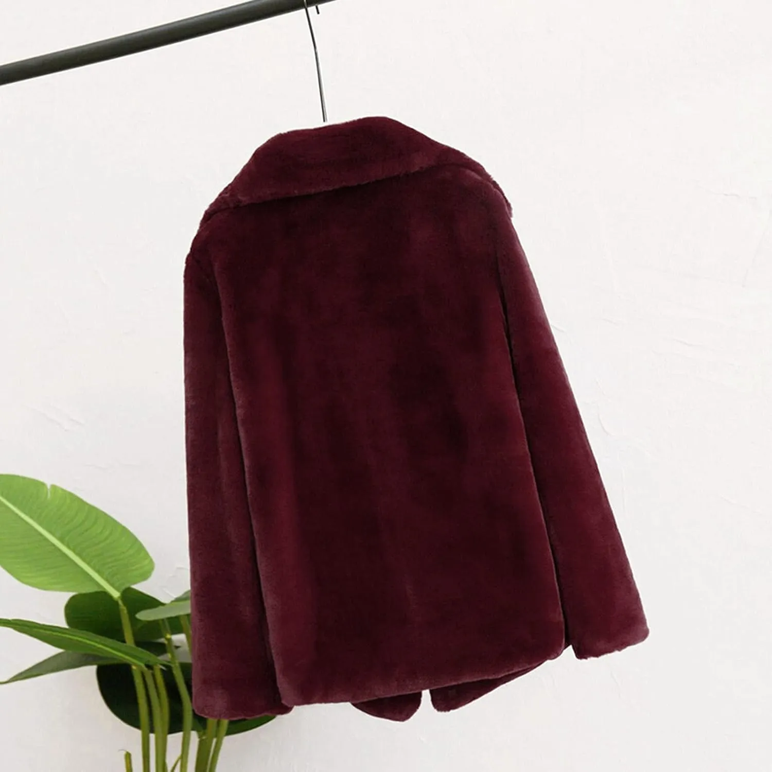 Fuzzy Fleece Jacket for Women Sherpa Lined Solid Color Fashion Warm Winter Coats Cropped Trench Cardigan Outwear Tops