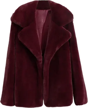 Fuzzy Fleece Jacket for Women Sherpa Lined Solid Color Fashion Warm Winter Coats Cropped Trench Cardigan Outwear Tops
