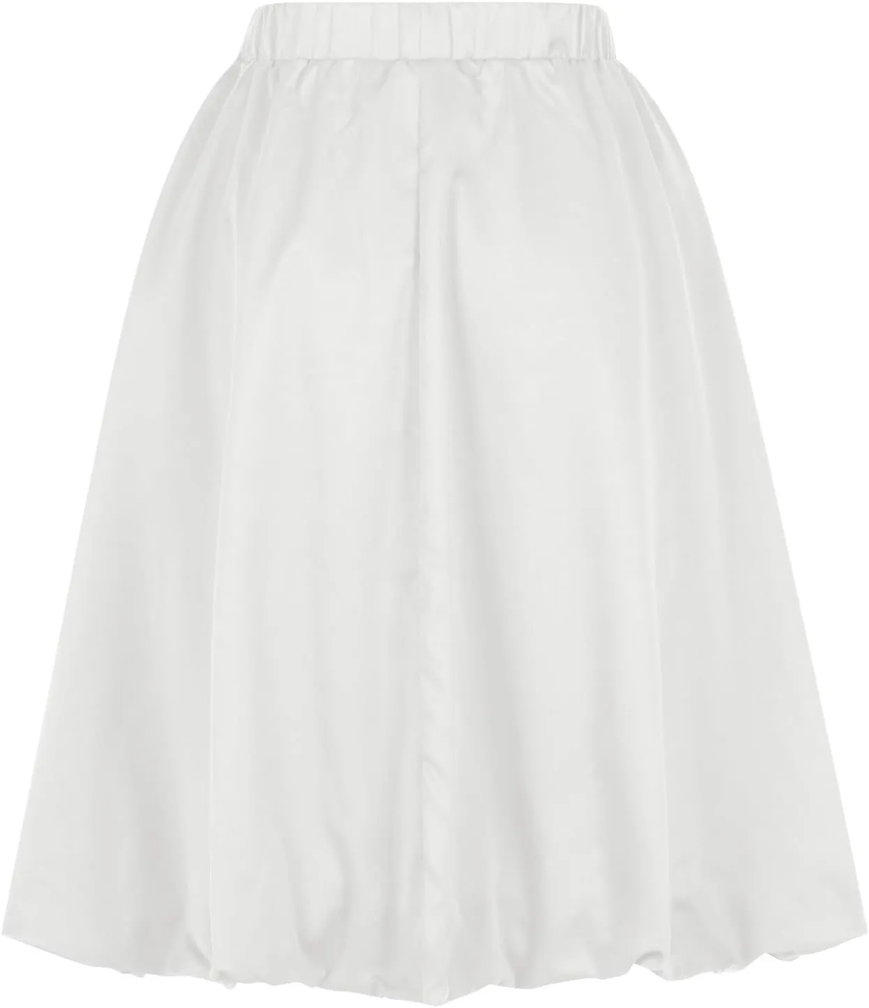 FZYLQY 2025 Women Knee Length Puffy Skirts Elastic Waist Pleated Balloon Midi Skirt Casual Trendy Plain Puff Bubble Skirts