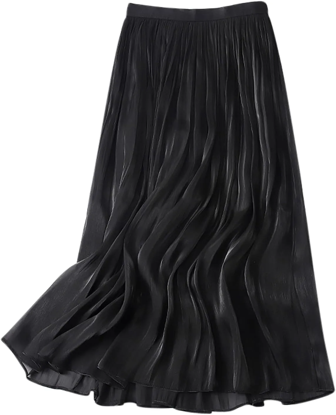 FZYLQY Plus Size Pleated Flare Midi Skirts for Women High Waisted Ruffle Boho Summer Beach Skirt Mid Length A Line Skirts