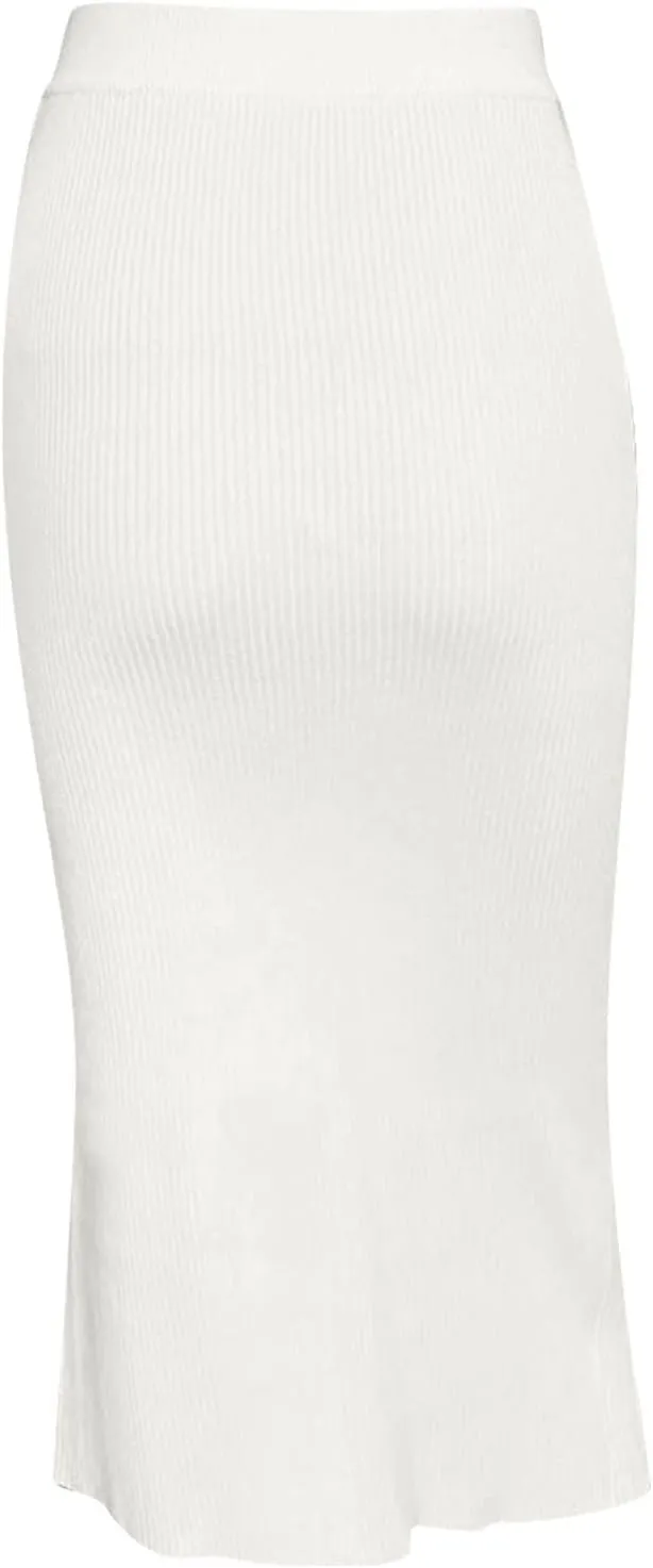 FZYLQY Slim Fit Ruched Pencil Skirts for Women High Waisted Elastic Band Bodycon Shirring Skirt Plus Size Skirt with Button