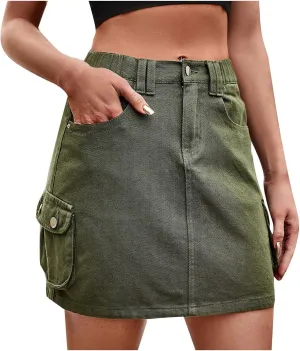 FZYLQY Women's Fashion Denim Skirts Stretchy High Waisted Short Skirt Teen Girls Y2K Cute Going Out Vacation Work Jean Skirt