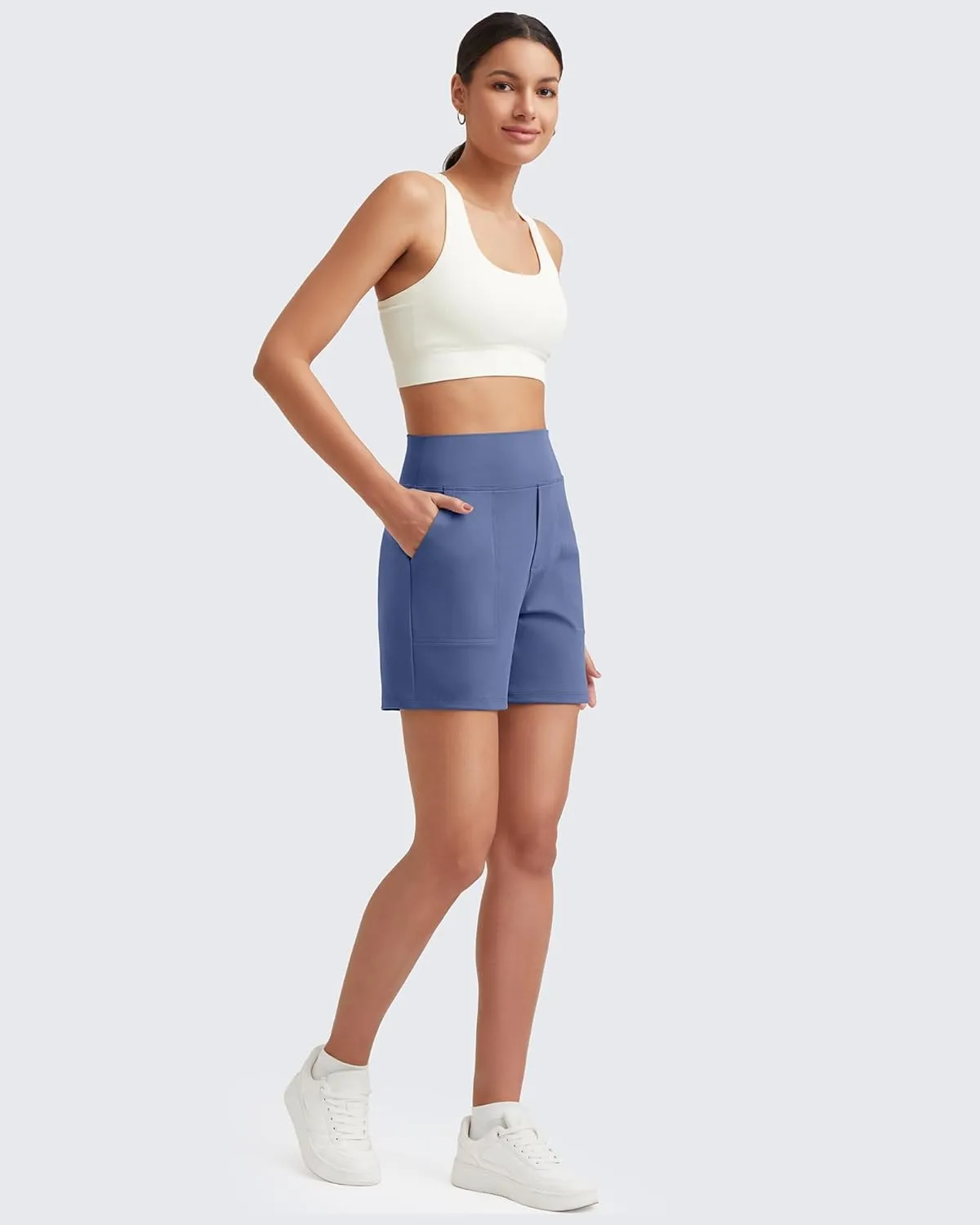 G4Free Women's 5'' Athletic Shorts High Waisted Running Yoga Shorts Summer Casual Shorts with Pockets