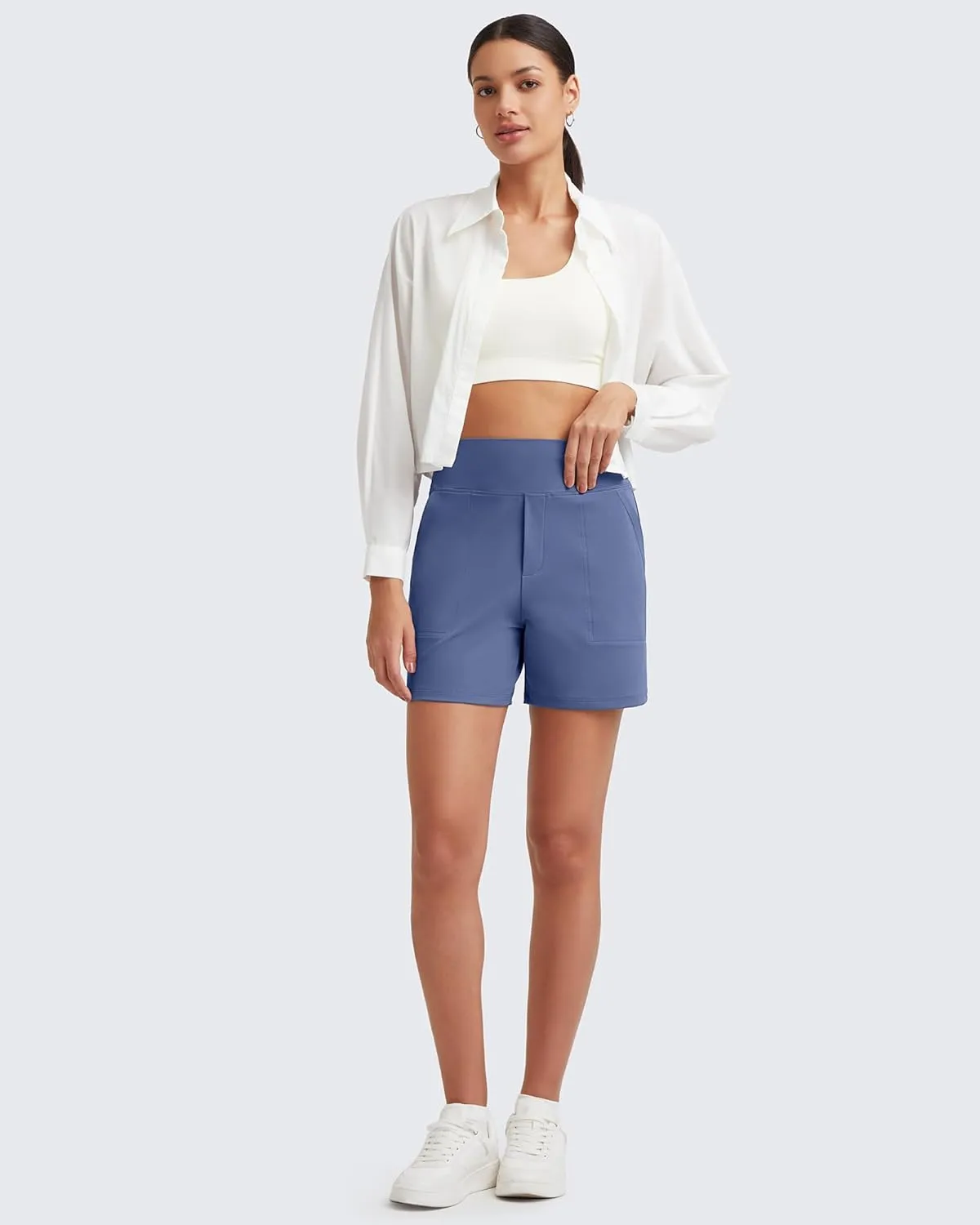 G4Free Women's 5'' Athletic Shorts High Waisted Running Yoga Shorts Summer Casual Shorts with Pockets