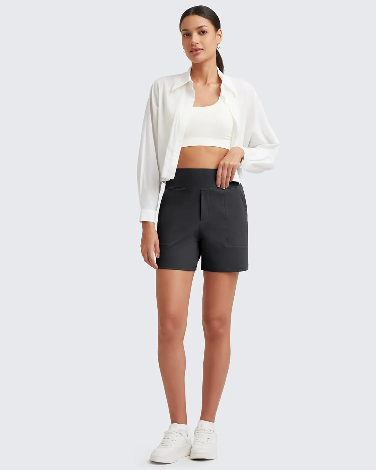 G4Free Women's 5'' Athletic Shorts High Waisted Running Yoga Shorts Summer Casual Shorts with Pockets
