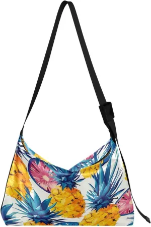 GAIGEO Pineapple Womens Shoulder Bags Crossbody, Vegan Crossbody Bag, Wide Strap Crossbody Bag