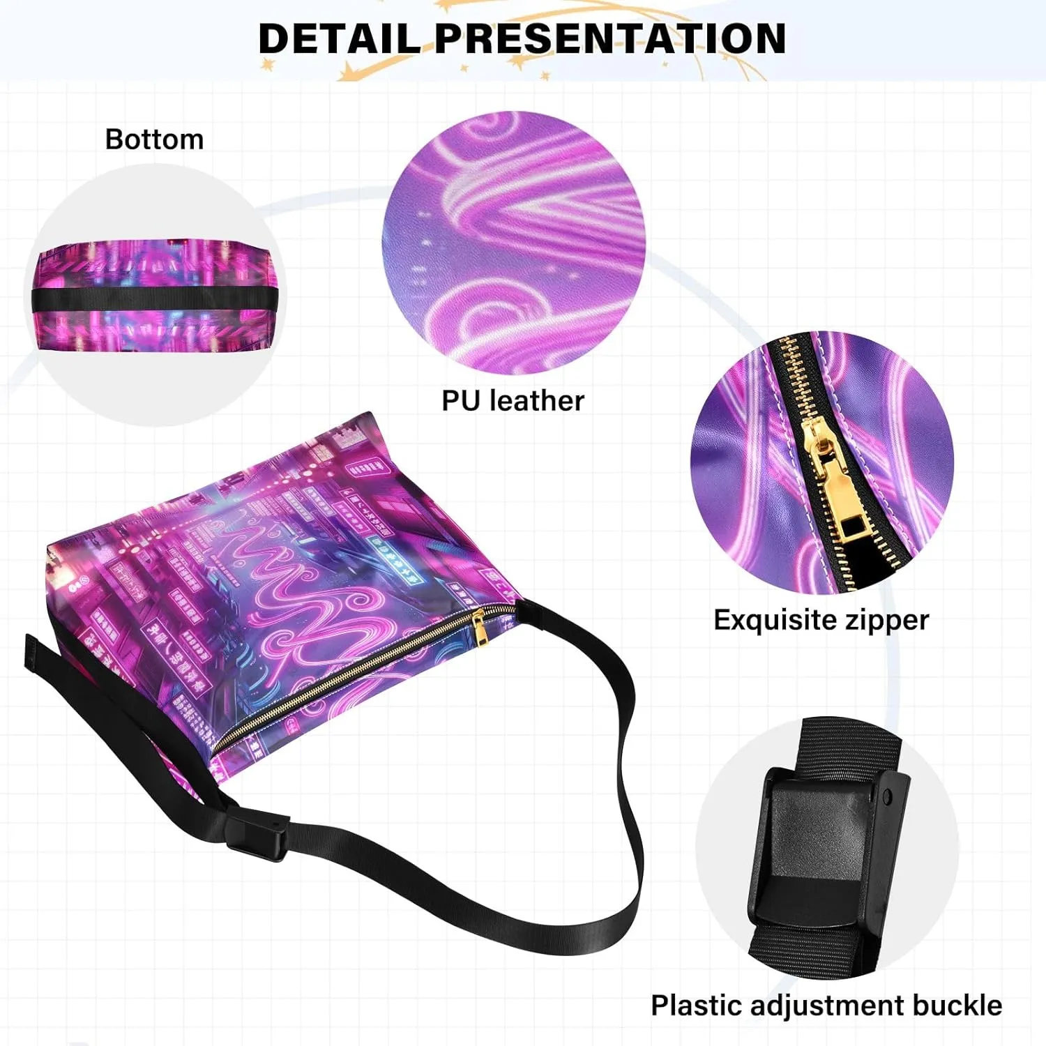 GAIGEO Pineapple Womens Shoulder Bags Crossbody, Vegan Crossbody Bag, Wide Strap Crossbody Bag
