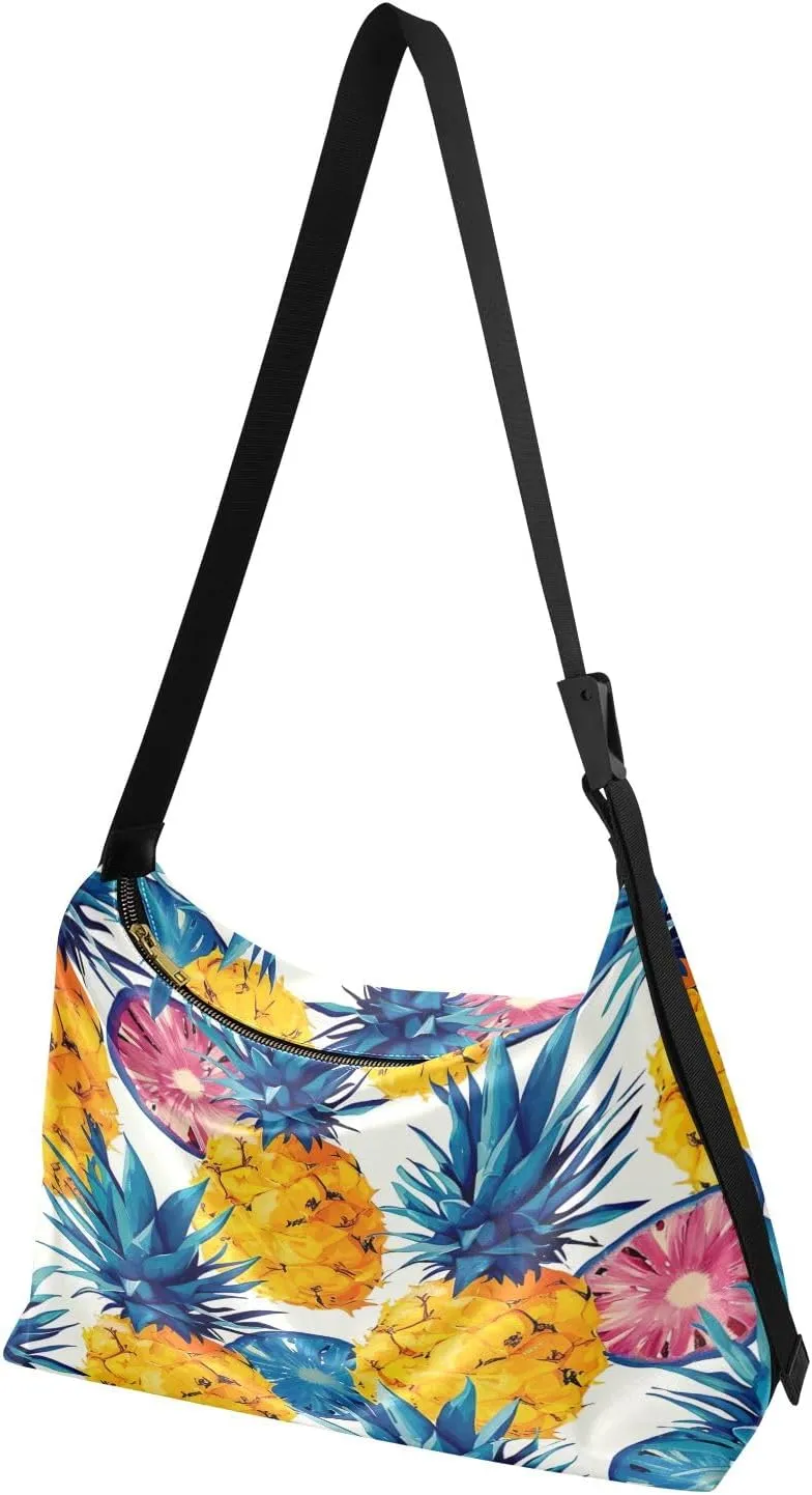 GAIGEO Pineapple Womens Shoulder Bags Crossbody, Vegan Crossbody Bag, Wide Strap Crossbody Bag