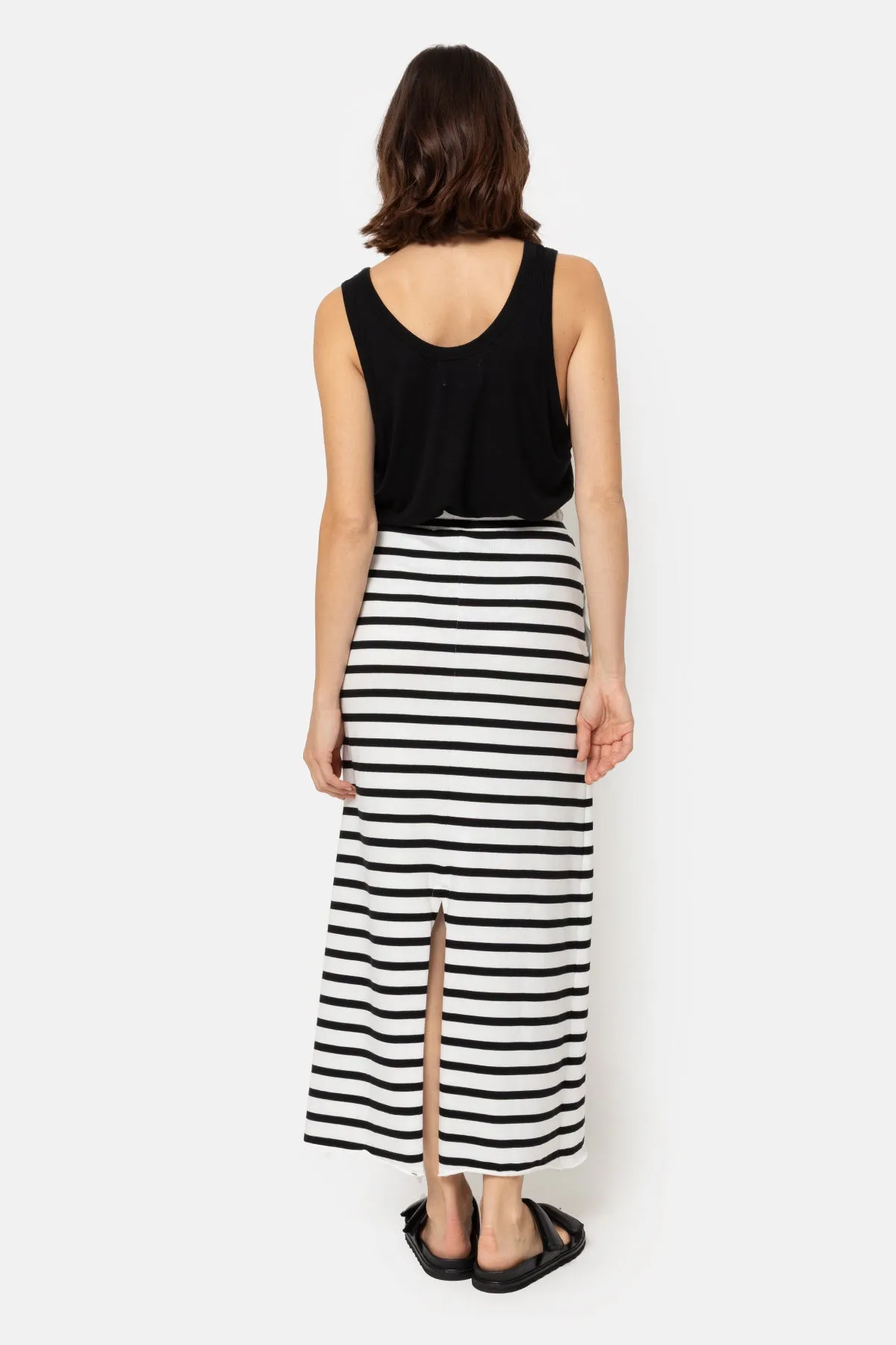 Gauge Jersey Skirt | Black & White Stripes