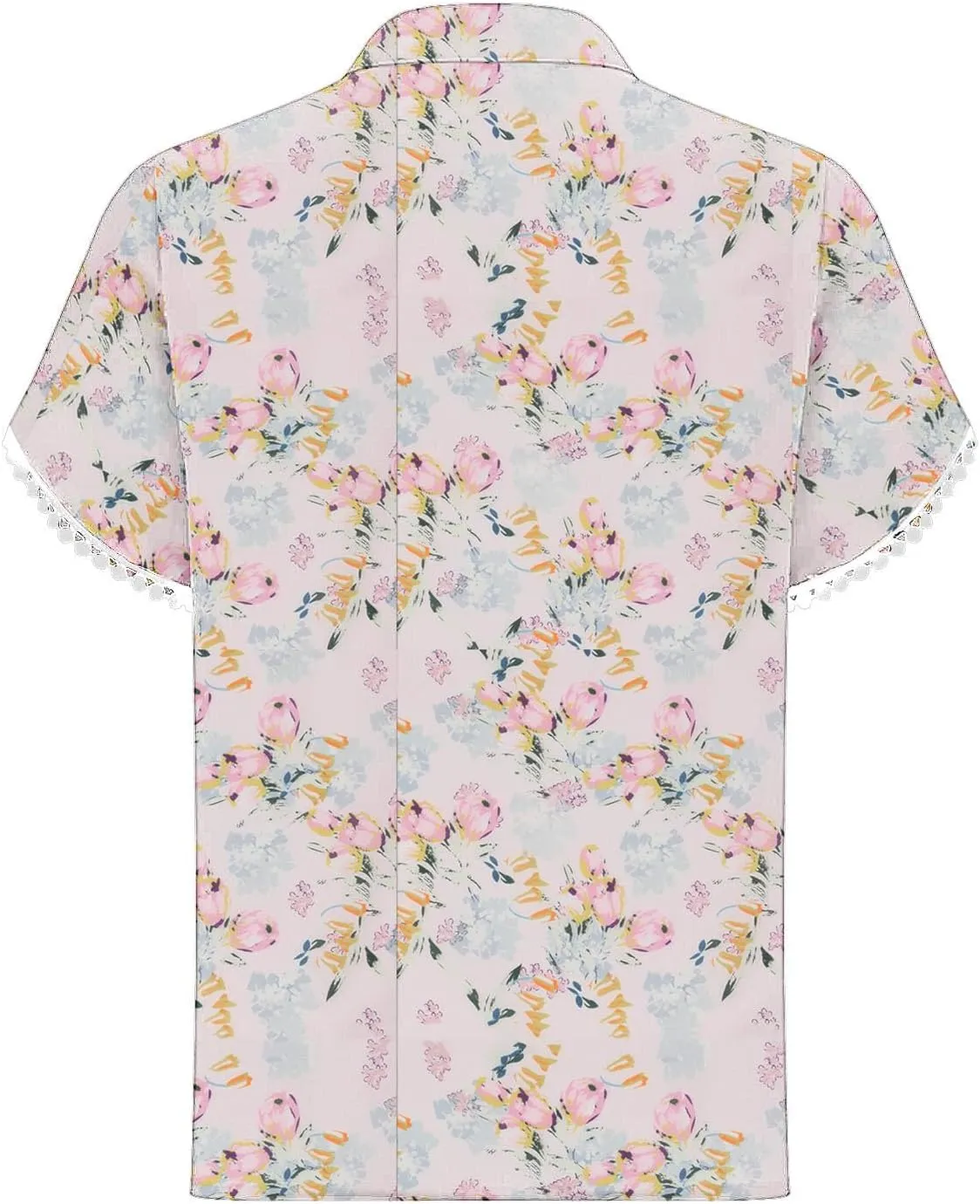 Generic 2024 Boho Floral Tops Womens Tops Summer Casual V Neck Short Sleeve Shirts Dressy Elegant Flowy Ruched Blouses Trendy