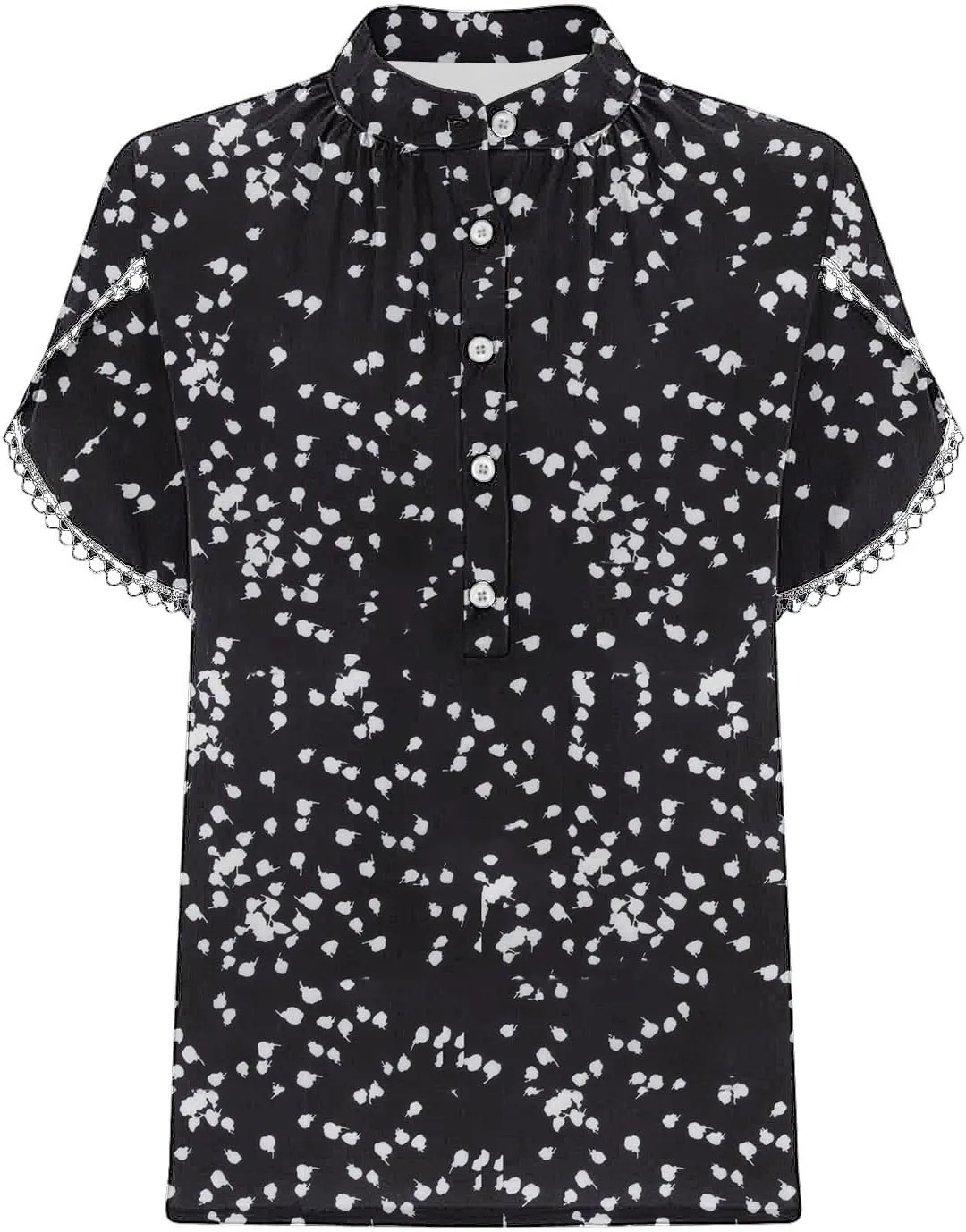 Generic 2024 Boho Floral Tops Womens Tops Summer Casual V Neck Short Sleeve Shirts Dressy Elegant Flowy Ruched Blouses Trendy