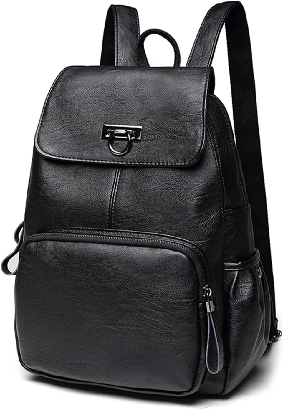 Genuine Leather Backpack Women Fashion Daypack Ladies Waterproof Rucksack for Work Shopping Travel Knapsack Black