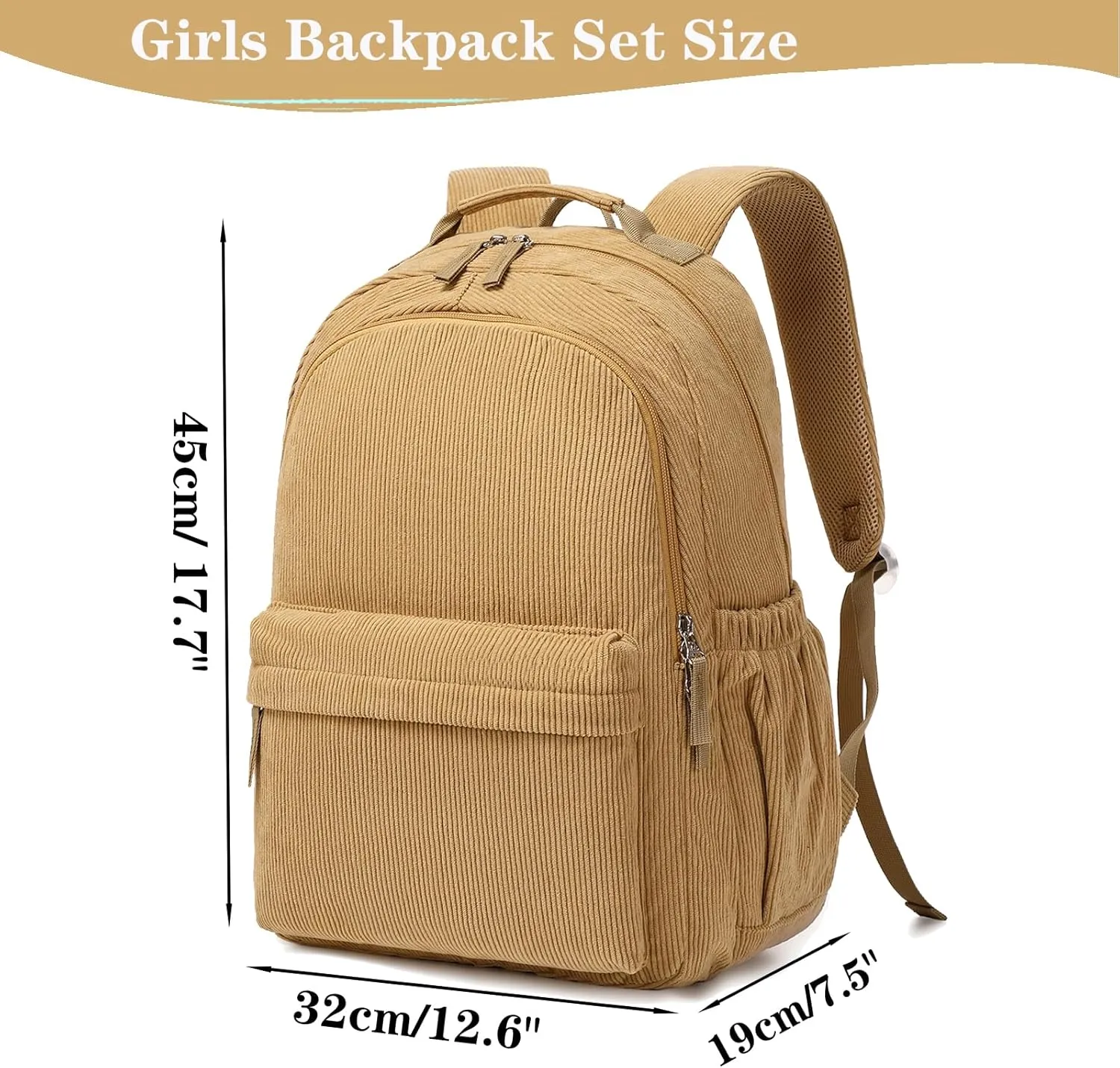 Girls Backpack School Backpack for Teens Elementary High College School Corduroy Laptop Bags Casual Travel Daypacks Lightweight