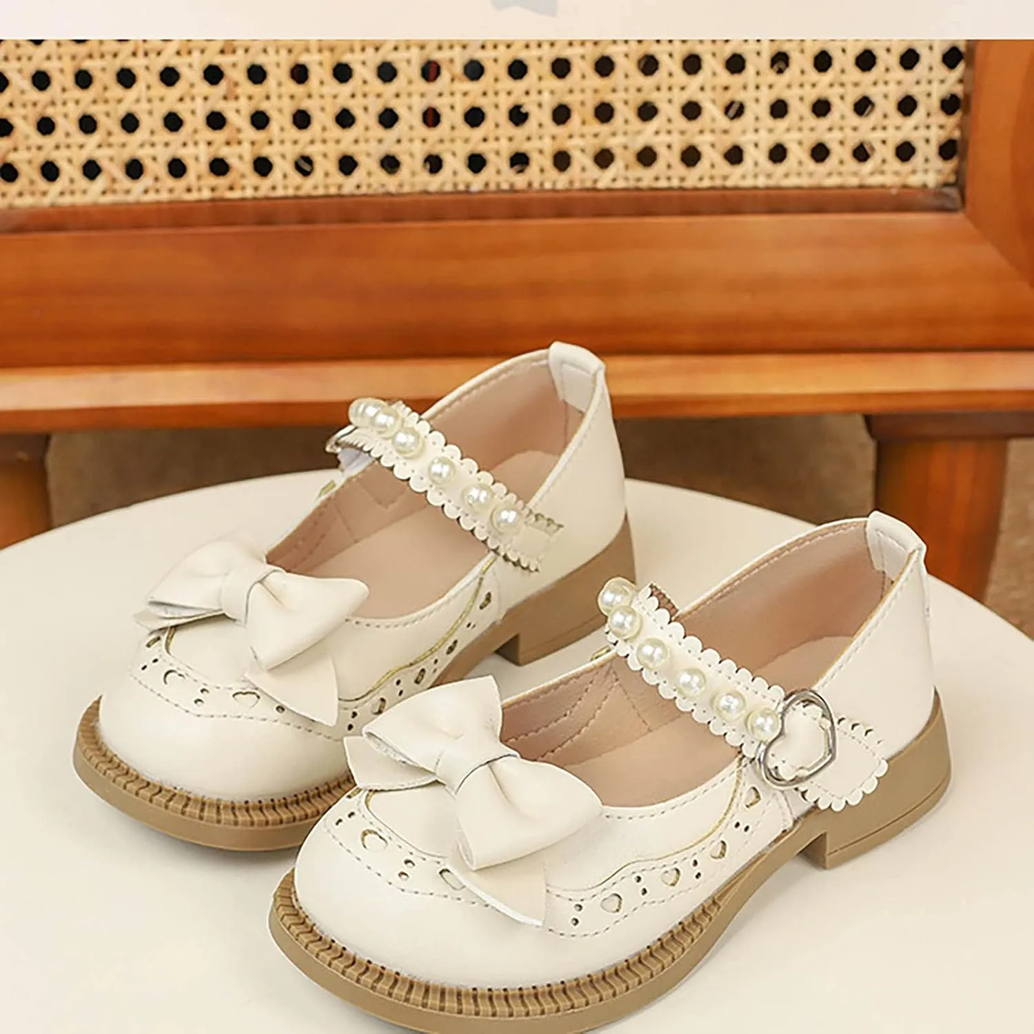 Girls Bowknot Dress Shoes Wedding Leather Princess Shoes Pary School Shoes Lightweight Sandals Wedges for Kids