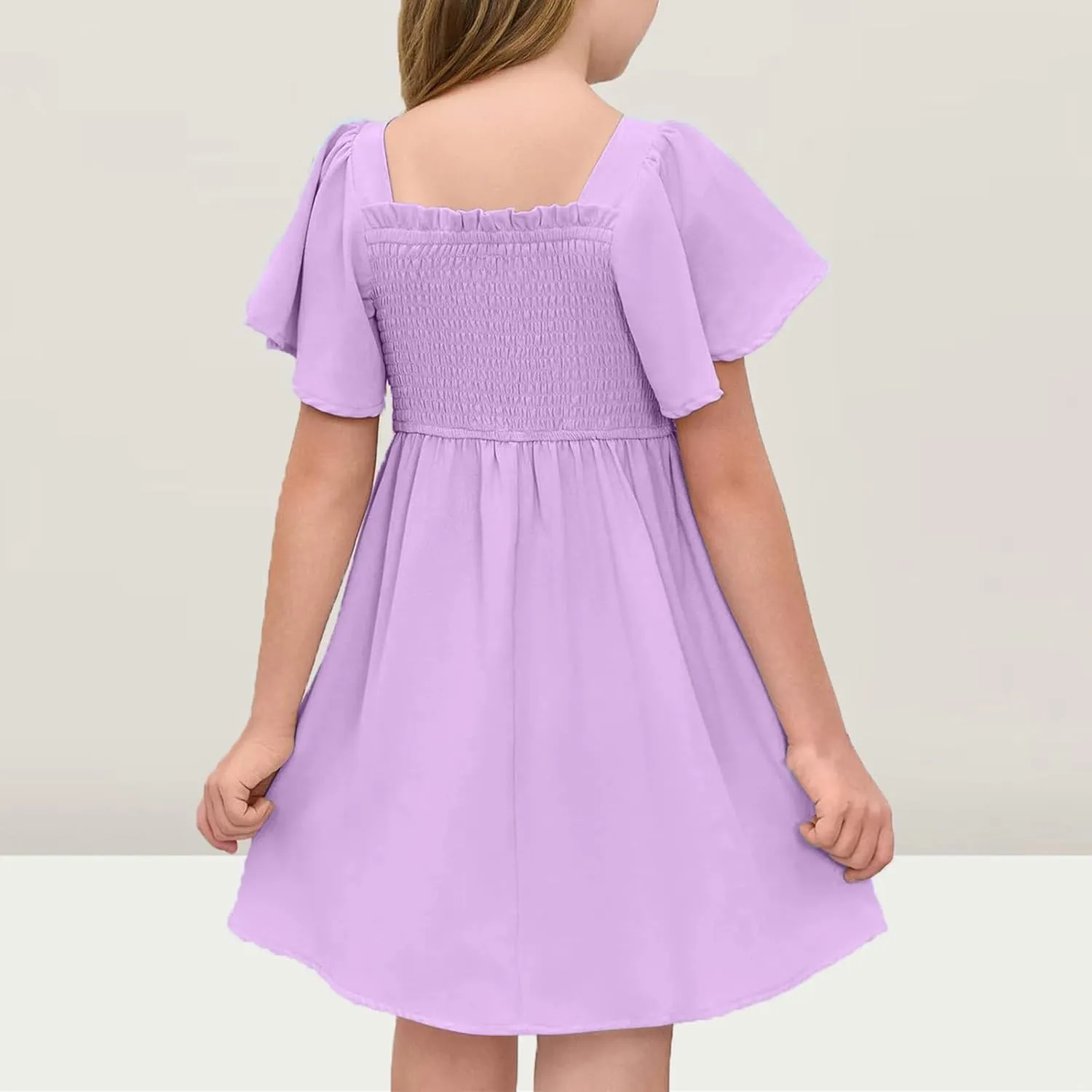 Girls Summer Dress Pleated Sleeve Dress A-Line Party Dresses Bohemian Formal Dresses for Weddings 5-14 Years