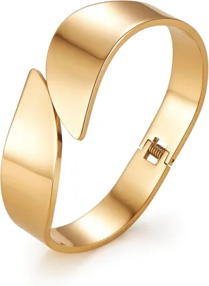 Gold Bangles for Women Gold Bracelets 18K Gold Plated Stainless Steel Bangles Bracelets Bangle Chunky Jewelry for Women (Style 3)