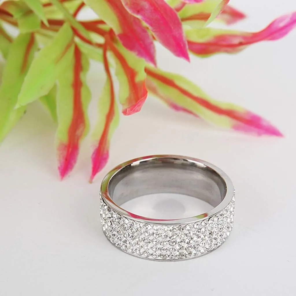Gold Plated Cubic Zirconia Statement Rings for Women,Wide Eternity Stackable Wedding Band for Her Fashion Statement Jewelry