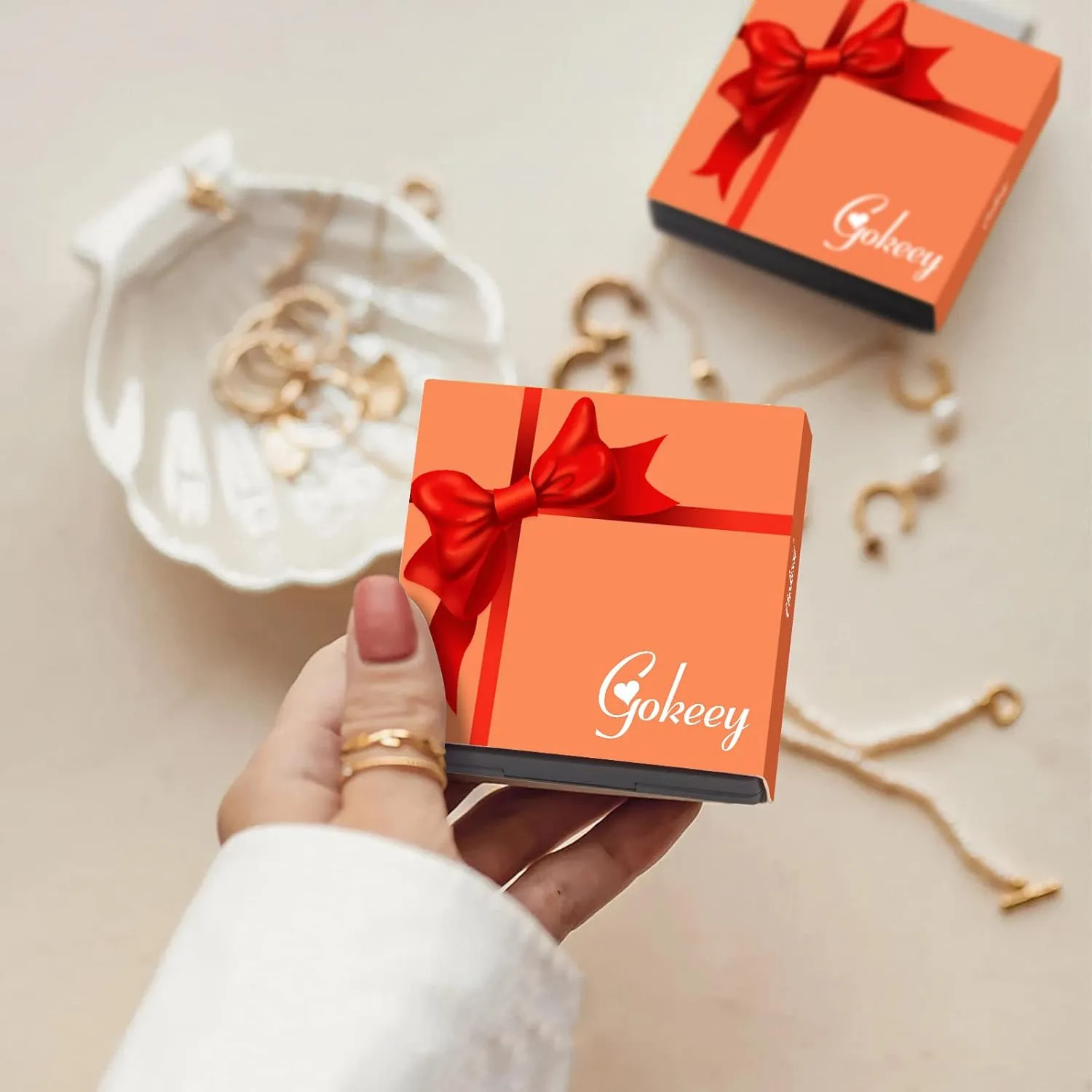 Gold Rings for Women Non Tarnish, Dainty 14K Gold Plated Stackable Thin Thumb Ring Set Trendy Pinky Wedding Bands Engagement Rings for Women Size 6-11