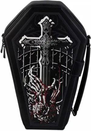 Gothic Crossbody Bag Steampunk Shoulder Bags Printed Faux Leather Satchel Handbag Black