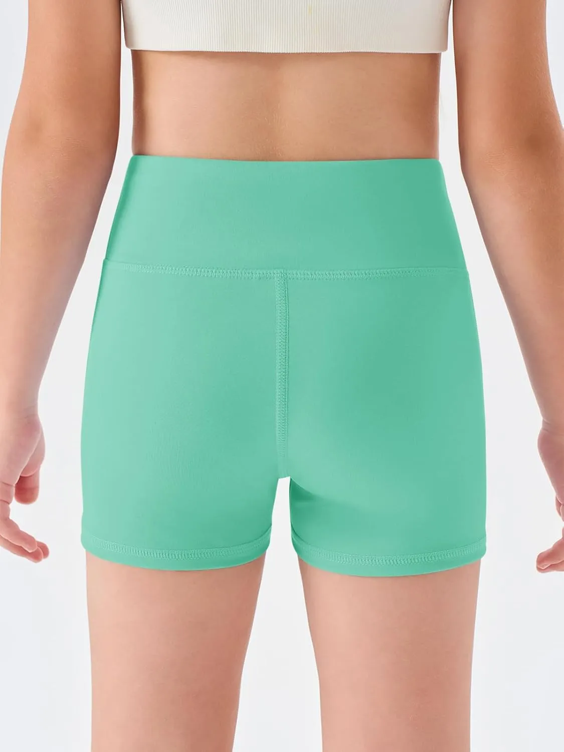 Haloumoning Girls Athletic Shorts Kids High Waisted Yoga Dance Biker Shorts Comfy Gymnastics Shorts 5-14Y