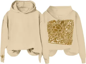 Heevina Pink Palm Puff Hoodie Women Turtle Starfish Surfboard Floral Top Hooded Sweatshirt