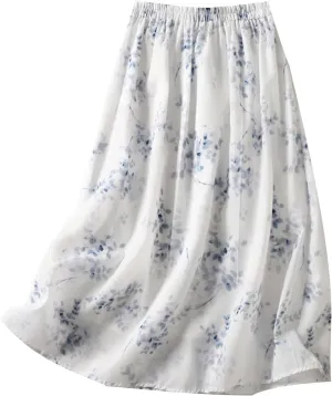 High Waisted Skirts for Womens Fashion Floral Print Midi Skirt Casual Flowy Maxi Skirts Half Dress Boho Skirts